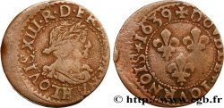 LOUIS XIII LE JUSTE Double tournois, 14e type de La Rochelle 1639 La Rochelle