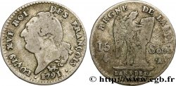LOUIS XVI (MONARQUE CONSTITUTIONNEL)  15 sols dit &nbsp;au génie&nbsp;, type FRANÇOIS 1791 Paris