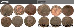 LOUIS XV  THE WELL-BELOVED  Lot de 6 monnaies royales n.d. Ateliers divers
