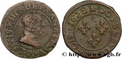 LOUIS XIII LE JUSTE Double tournois, 6e type 1628 Lyon