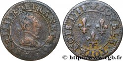 HENRI III Double tournois, 2e type de Paris, frappé au moulin 1588 Paris