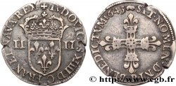 LOUIS XIII  Quart d écu, à la croix fleurdelisée, titulature côté écu 1643 Arras
