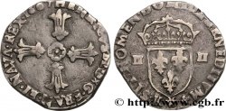 HENRI IV LE GRAND Quart d&nbsp;écu, croix feuillue de face 1607 Bordeaux TB+/TB