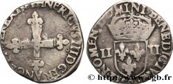 HENRI III Quart d écu, croix de face, variété de légende 1581 Rennes