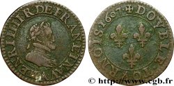 HENRI IV LE GRAND Double tournois, 2e type de Paris (légende française) 1607 Paris, Moulin des Étuves