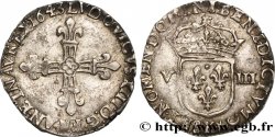 LOUIS XIII  Huitième d écu, à la croix fleurdelisée, titulature côté croix 1643 Bordeaux AU