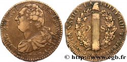 LOUIS XVI (MONARQUE CONSTITUTIONNEL)  2 sols dit &nbsp;au faisceau&nbsp;, type FRANÇOIS 1792 Paris