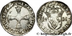 HENRI IV LE GRAND Quart d écu, croix bâtonnée et couronnée de face 1603 Saint-Lô