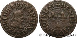 HENRY IV Denier tournois, 1er type de Paris (légende française) 1609 Paris, Moulin des Étuves