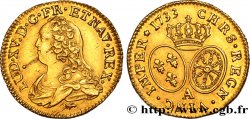 LOUIS XV DIT LE BIEN AIMÉ Louis d or aux écus ovales, buste habillé 1733 Paris
