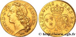 LOUIS XV THE BELOVED Louis d’or aux écus ovales, tête ceinte d’un bandeau 1748 Paris