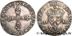CHARLES X, CARDINAL DE BOURBON Quart d&nbsp;écu, croix de face 1590 Paris