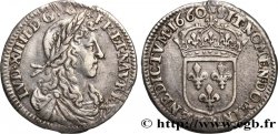 LOUIS XIV LE GRAND OU LE ROI SOLEIL Douzième d&nbsp;écu, portrait apollinien 1660 Rouen TTB