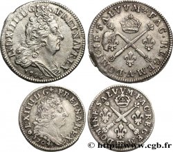 LOUIS XIV &nbsp;THE SUN KING&nbsp; Lot de 2 monnaies royales en argent 1704 Ateliers divers XF