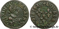 LOUIS XIII  Double tournois, type 2 de Poitiers 1620 Poitiers