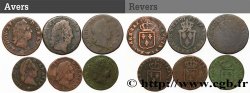 LOUIS XV  THE WELL-BELOVED  Lot de 6 monnaies royales n.d. Ateliers divers