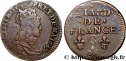 LOUIS XIV LE GRAND OU LE ROI SOLEIL Liard de cuivre, type 5 1657 Caen