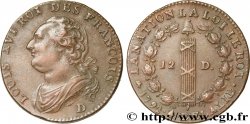 LOUIS XVI (MONARQUE CONSTITUTIONNEL)  12 deniers dit &nbsp;au faisceau&nbsp;, type FRANCOIS 1792 Lyon