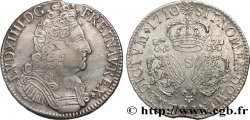 LOUIS XIV LE GRAND OU LE ROI SOLEIL Écu aux trois couronnes 1710 Reims TTB