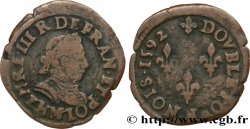 THE LEAGUE. COINAGE IN THE NAME OF HENRY III Double tournois, type de Toulouse 1592 Toulouse