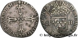 HENRI IV LE GRAND Quart d&nbsp;écu, croix feuillue de face 1590 Compiègne TTB