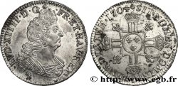 LOUIS XIV LE GRAND OU LE ROI SOLEIL Demi-écu aux huit L, 2e type 1704 Rennes SUP