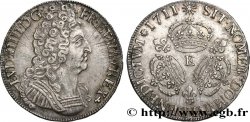 LOUIS XIV LE GRAND OU LE ROI SOLEIL Écu aux trois couronnes 1711 Tours SUP