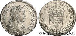 LOUIS XIV LE GRAND OU LE ROI SOLEIL Demi-écu, portrait à la mèche longue 1650 Paris TTB