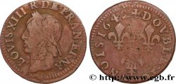 LOUIS XIII LE JUSTE Double tournois, type de Warin 1642 