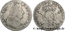 LOUIS XIV LE GRAND OU LE ROI SOLEIL Demi-écu aux insignes 1702 Reims
