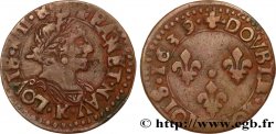 LOUIS XIII LE JUSTE Double tournois, type 14 1639 Bordeaux