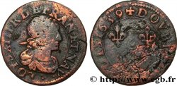 LOUIS XIII LE JUSTE Double tournois au grand buste viril drapé 1639 Atelier indéterminé