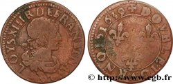 LOUIS XIII LE JUSTE Double tournois au grand buste viril drapé 1639 Atelier indéterminé