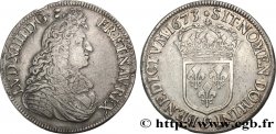 LOUIS XIV LE GRAND OU LE ROI SOLEIL Écu, portrait à la cravate courte 1673 Rennes TB+/TTB+