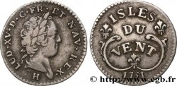 LOUIS XV -  ÎLE DU VENT  Douze sols 1731 La Rochelle XF