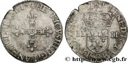 HENRY III Quart d écu, croix de face 1587 Rouen
