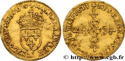 LOUIS XIII LE JUSTE Demi-écu d or au soleil, à la croix anillée fleurdelisée 1613 Paris TTB