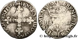 HENRI III Quart d écu, croix de face 1589 La Rochelle