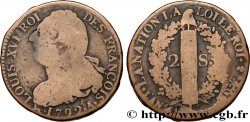 LOUIS XVI (MONARQUE CONSTITUTIONNEL)  2 sols dit &nbsp;au faisceau&nbsp;, type FRANÇOIS 1792 Paris