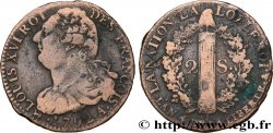 LOUIS XVI 2 sols dit  au faisceau , type FRANÇOIS 1792 Paris VF