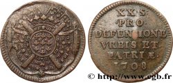 FLANDERS - SIEGE OF LILLE Vingt sols, monnaie obsidionale 1708 Lille