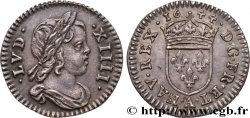 LOUIS XIV LE GRAND OU LE ROI SOLEIL Quarante-huitième d’écu à la mèche courte 1644 Paris SUP