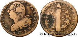 LOUIS XVI (MONARQUE CONSTITUTIONNEL)  2 sols dit &nbsp;au faisceau&nbsp;, type FRANÇOIS 1792 Lille