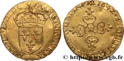 LOUIS XIII LE JUSTE Écu d or au soleil, à la croix anillée fleurdelisée 1642 Montpellier TTB