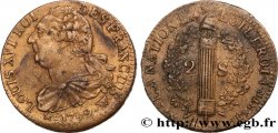 LOUIS XVI (MONARQUE CONSTITUTIONNEL)  2 sols dit  au faisceau , type FRANÇOIS 1792 Lille