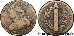 LOUIS XVI (MONARQUE CONSTITUTIONNEL)  2 sols dit &nbsp;au faisceau&nbsp;, type FRANÇOIS 1791 Strasbourg