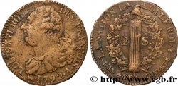 LOUIS XVI 2 sols dit  au faisceau , type FRANÇOIS 1792 Paris