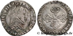 LA LIGUE. MONNAYAGE AU NOM D HENRI III Demi-franc au col plat 1590 Saint-Lizier TTB