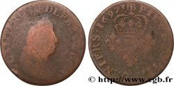 LOUIS XIV  THE SUN KING  IIII deniers 1697 Strasbourg