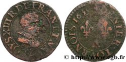 LOUIS XIII LE JUSTE Denier tournois au buste adolescent et au col plat 1630 Paris, Moulin du Louvre TB